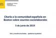 Charla a la comunidad española en Boston sobre asuntos sociolaborales