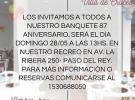 87º Aniversario da Asociación Unión Residentes del Ayuntamiento de Carbia, hoy Vila de Cruces, en Bos Aires