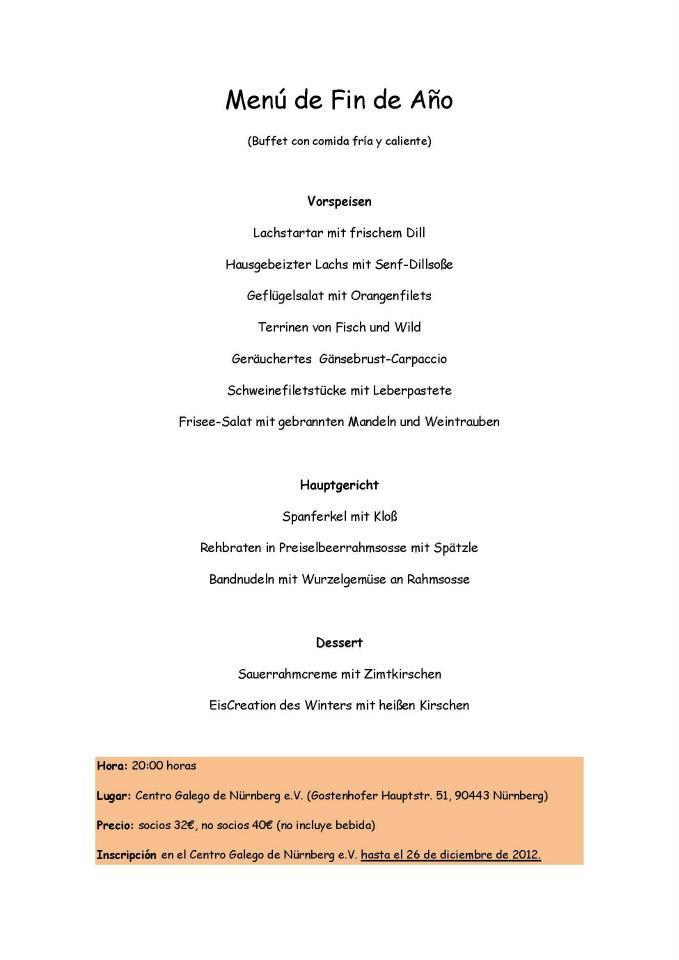 Cena Fin de Año 2012 del Centro Galego de Nürnberg e. V.