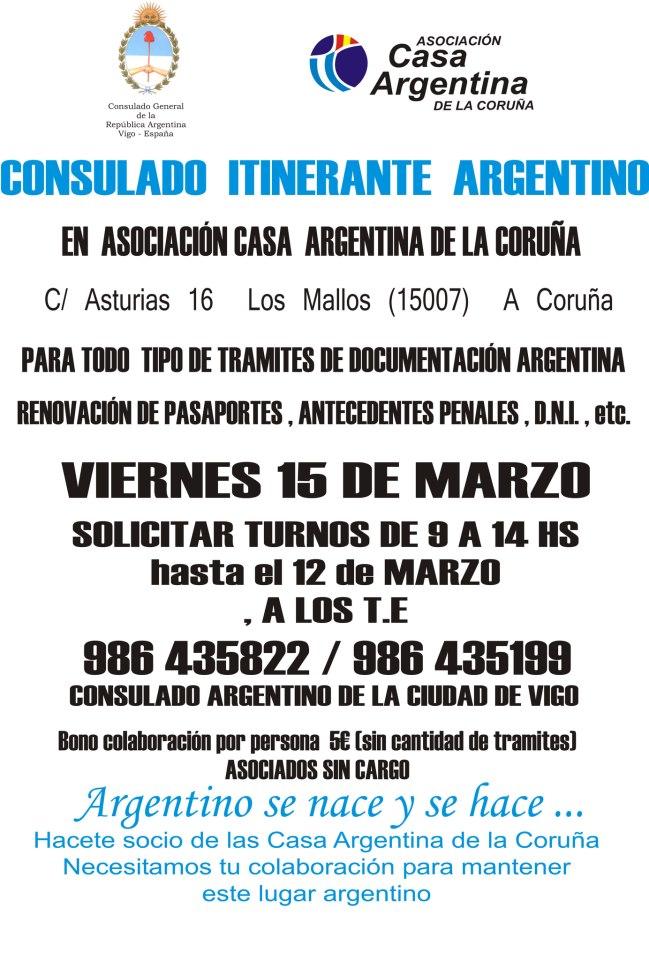 Consulado itinerante argentino en A Coruña