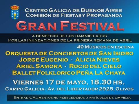 Gran Festival Benéfico do Centro Galicia de Bos Aires a prol das persoas damnifi