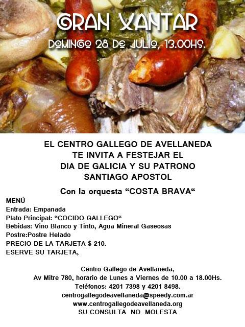 Gran Xantar do Día de Galicia e o seu Patrón no Centro Gallego de Avellaneda Gran Xantar do Día de Galicia e o seu Patrón no Centro Gallego de Avellaneda