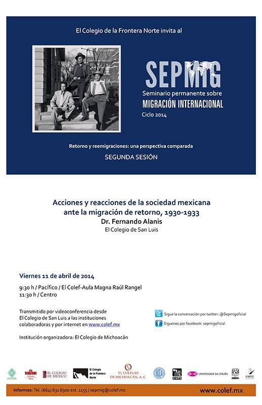 SEPMIG: "Acciones y reacciones de la sociedad mexicana ante la migración de retorno, 1930-1933"