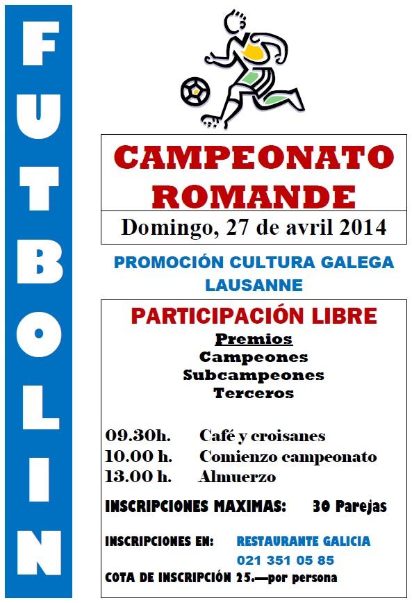 Campionato romandés de futbolín, na Promoción da Cultura Galega de Lausanne  