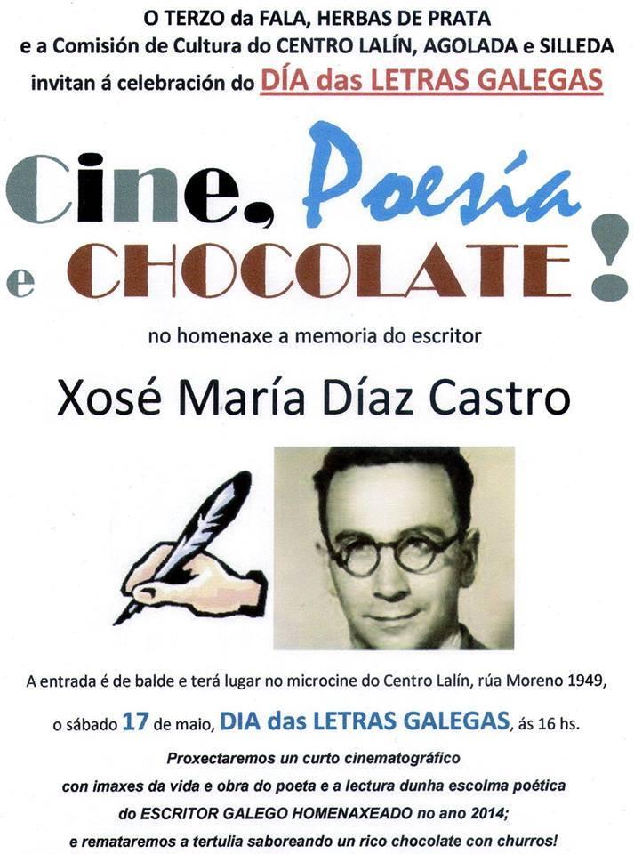 "Cine, poesía e chocolate" - Homenaje a Xosé María Díaz Castro, en Buenos Aires "Cine, poesía e chocolate" - Homenaje a Xosé María Díaz Castro, en Buenos Aires