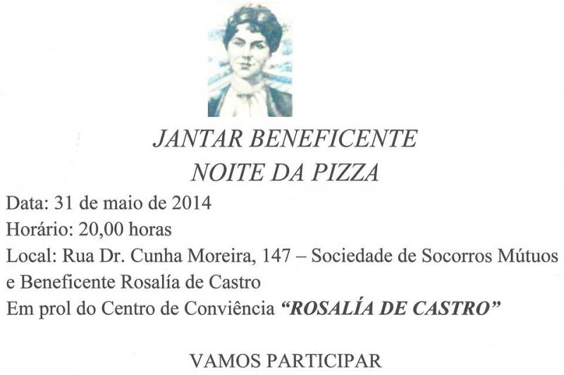 Cea-Noite da pizza, a beneficio do Centro de asistencia social da Sociedade de Socorros Mútuos e Beneficente Rosalía de Castro de Santos