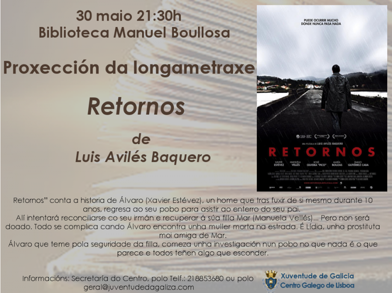 Proxección da longametraxe "Retornos", na Xuventude de Galiza - Centro Galego de Lisboa 