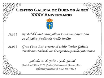 XXXV Aniversario do Centro Galicia de Bos Aires