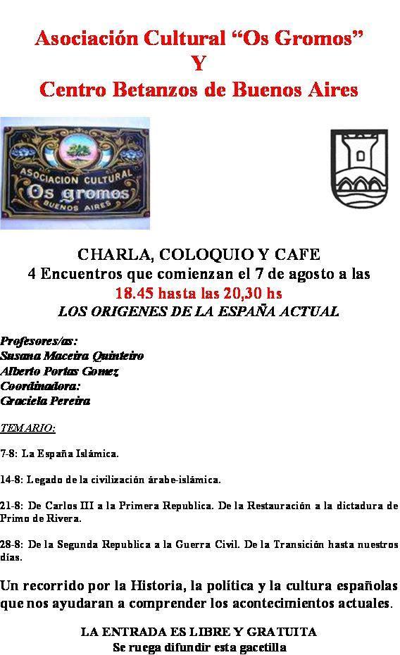 Ciclo de charlas "As orixes da España actual", en Bos Aires