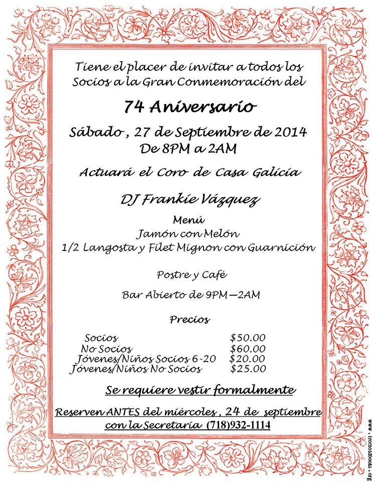 74º aniversario da Casa Galicia de Nova York