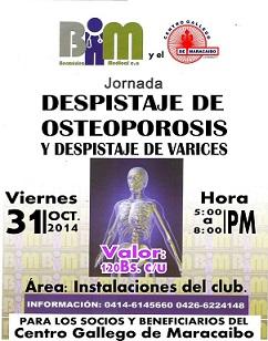 Xornada de descartado de osteoporose e varices no Centro Gallego de Maracaibo