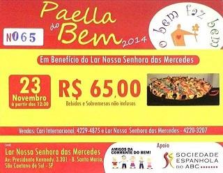 Paella do Bem en beneficio do Lar Nossa Senhora das Mercedes, en São Caetano do Sul