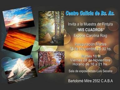 Exposición "Mis cuadros", de Carolina Roig, no Centro Galicia de Bos Aires