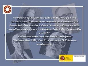 Conferencia 'Escritores gallegos que escriben en castellano y su aportación a esta literatura: Valle-Inclán, Cunqueiro, Cela y Torrente', en Buenos Aires