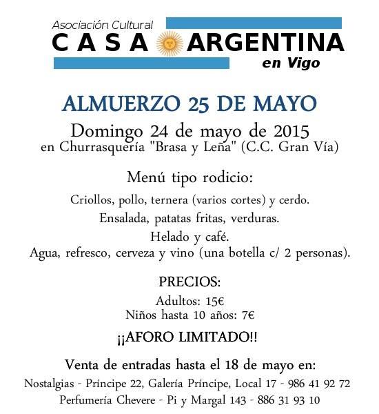 Almuerzo 25 de Mayo de la Casa Argentina de Vigo