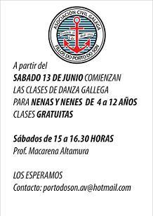 Clases de danza galega para nenos/as, da A.C.G. Fillos do Porto do Son de Avellaneda