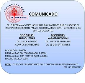 Actividades deportivas 2015-2016 do Centro Gallego de Maracaibo Actividades deportivas 2015-2016 do Centro Gallego de Maracaibo