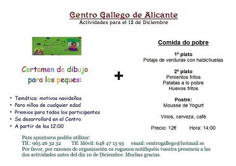 Certame de debuxo infantil e 'Xantar do pobre', no Centro Galego de Alacant
