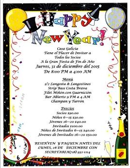 Fin de Ano 2015 da Casa Galicia de Nova York