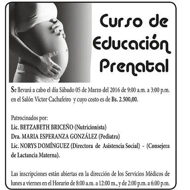 Curso de educación prenatal, en la Hermandad Gallega de Venzuela