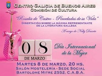 'Rosalía de Castro, pinceladas da súa vida', no Día Internacional da Muller no Centro Galicia de Bos Aires