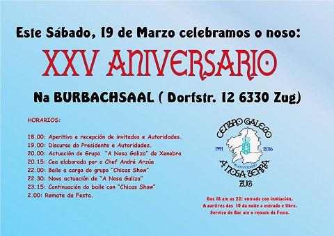 XXV Aniversario do Centro Galego "A Nosa Terra" de Zug