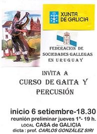 Curso de gaita e percusión, en Montevideo