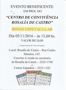 Bingo benéfico a prol do Centro de Convivencia da Sociedade de Socorros Mútuos e Beneficente Rosalía de Castro de Santos