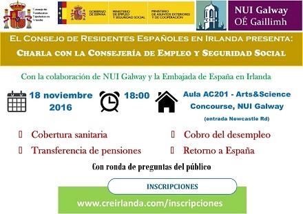 Charla sobre cobertura sanitaria, pensións, cobro de desemprego e retorno, en Dublín