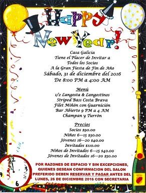 Fin de Ano 2016 na Casa Galicia de Nova York Fin de Ano 2016 na Casa Galicia de Nova York