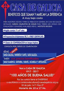 Cursos 2017 da Casa Galicia de Montevideo Cursos 2017 da Casa Galicia de Montevideo