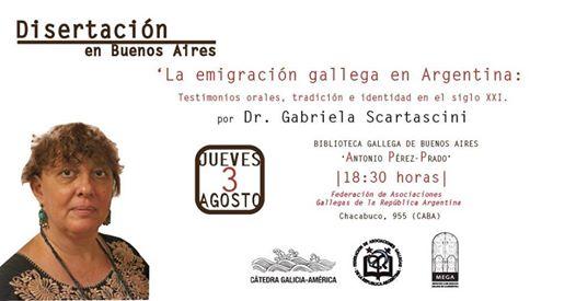 Disertación 'La emigración gallega en Argentina: testimonios orales, tradición e identidad en el s. XXI', en Buenos Aires