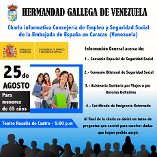Charla informativa para menores de 65 años, de la Consejería de Empleo y Seguridad Social de la Embajada de España en Caracas Charla informativa para menores de 65 años, de la Consejería de Empleo y Seguridad Social de la Embajada de España en Caracas