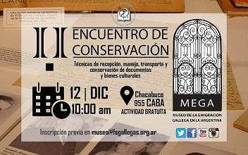 "IIº Encontro de Conservación. Técnicas de recepción, manexo, transporte e conservación de documentos e bens culturais", en Bos Aires