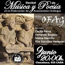 Recital de música y poesía, en la Federación de Asociaciónes Gallegas de la República Argentina
