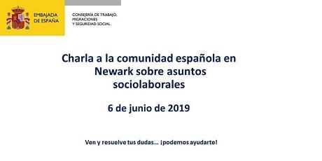 Charla á comunidade española en Newark sobre asuntos sociolaborais