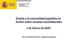 Charla informativa a la comunidad española en Austin sobre asuntos sociolaborales
