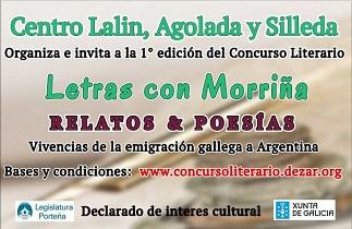 Concurso literario "Letras con Morriña 2020" del Centro Lalín, Agolada y Silleda de Buenos Aires 