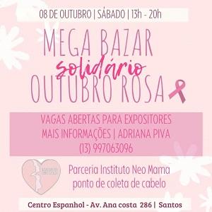 Mega Bazar Solidario "Outubro Rosa" en Santos