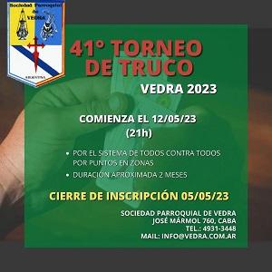 41º Torneo de Truco - Vedra 2023, en Bos Aires