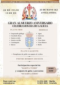Gran Almuerzo Aniversario y Día de Galicia 2023 del Centro Gallego de Jubilados y Pensionados de la República Argentina