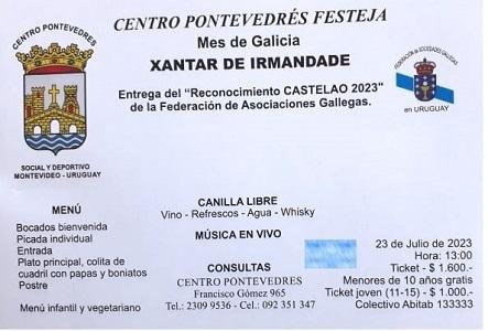 Xantar de Irmandade - Día de Galicia 2023 do Centro Pontevedrés de Montevideo