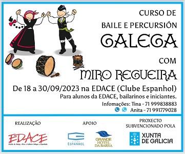 Curso de baile y percusión gallegas, en Salvador de Bahía