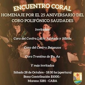 Encontro Coral - Homenaxe polo 25º Aniversario do Coro Polifónico "Saudades", en Bos Aires