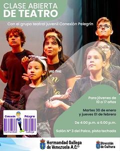 Clase aberta de teatro do Grupo de Teatro Juvenil Conexión Pelegrín, en Caracas