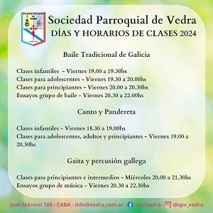 Clases de folclore galego 2024 da Sociedad Parroquial de Vedra en Bos Aires