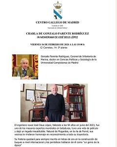 Charla de Gonzalo Parente Rodríguez in memoriam de José Deus López, en Madrid Charla de Gonzalo Parente Rodríguez in memoriam de José Deus López, en Madrid