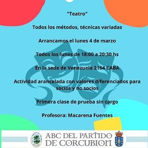 Clases de teatro da A.B.C. do Partido de Corcubión en Bos Aires