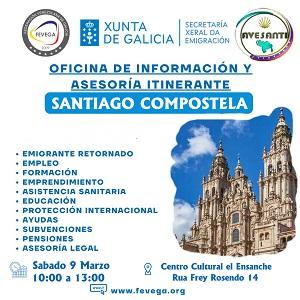 Oficina de información e asesoría itinerante de FEVEGA e AVESANTI - Marzo 2024, en Santiago de Compostela