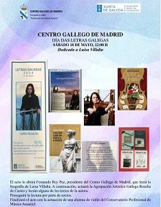 Día das Letras Galegas 2024 no Centro Gallego de Madrid